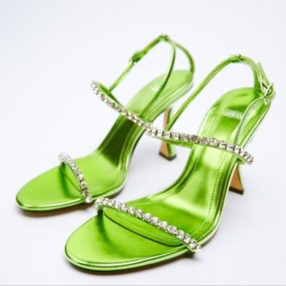 Zara Acid Green Strappy Heels